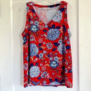 LOFT Sleeveless Professional Shell - V Neck - Floral - EUC